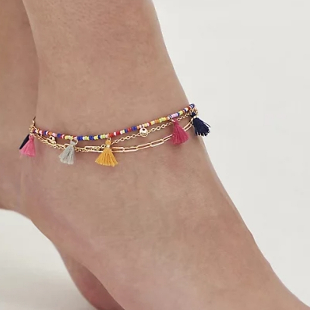 🆕️👣TASSEL ANKLET - GOLD TONE & MULTI COLOR👣